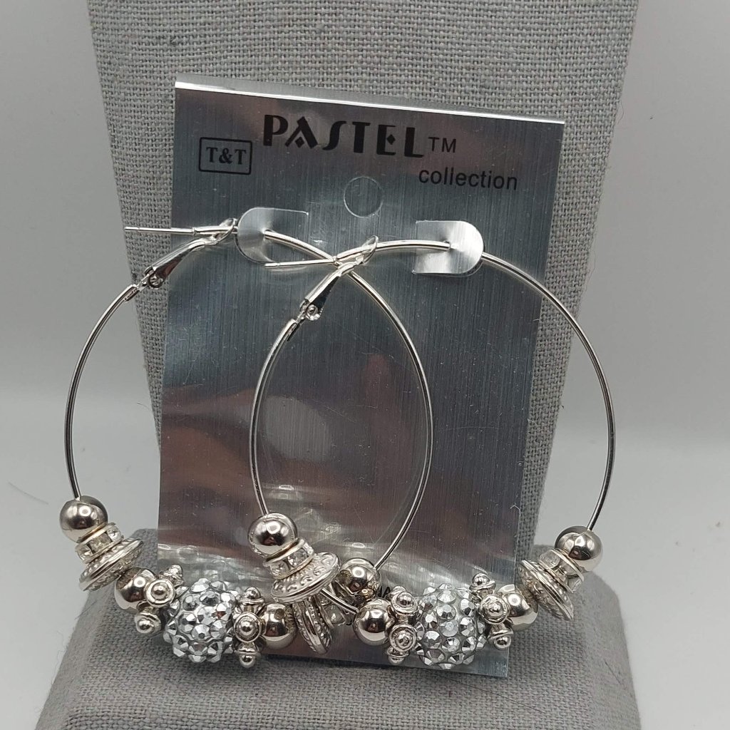 Silver Hoop Beaded Earrings